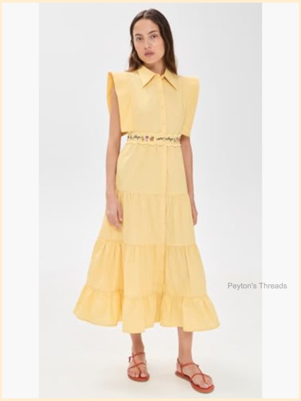 Lightweight Poplin Midi Dress with Embroidery - Picture 2 of 6